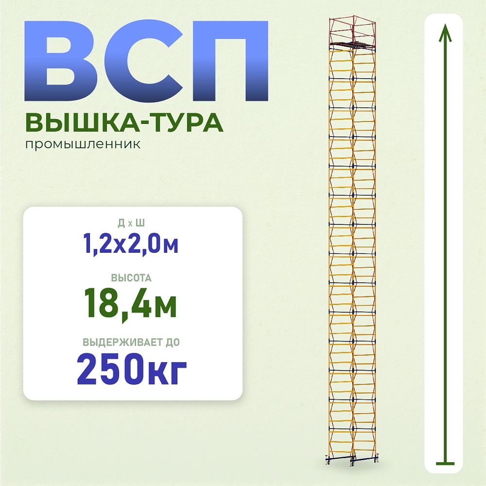 Вышка-тура Промышленник ВСП 1.2х2.0, 18.4 м ver. 2.0 фото 1