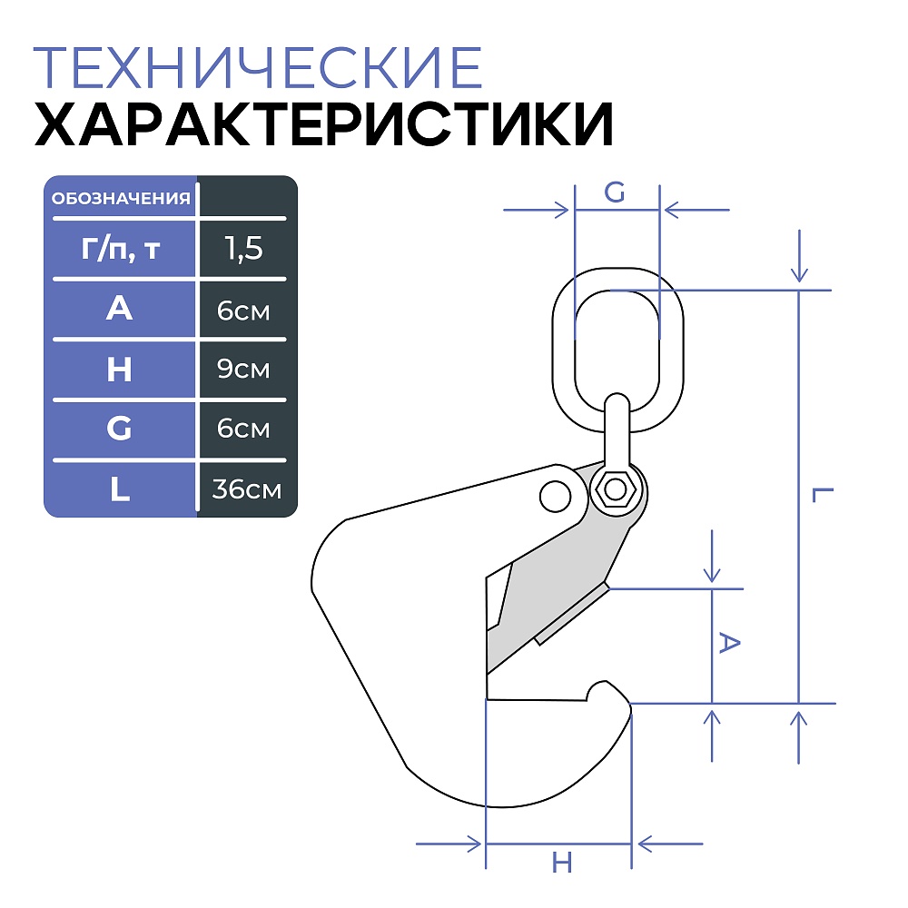 Захват монтажный Промышленник окрашенный 1,5 т упаковка 2 шт. фото 2