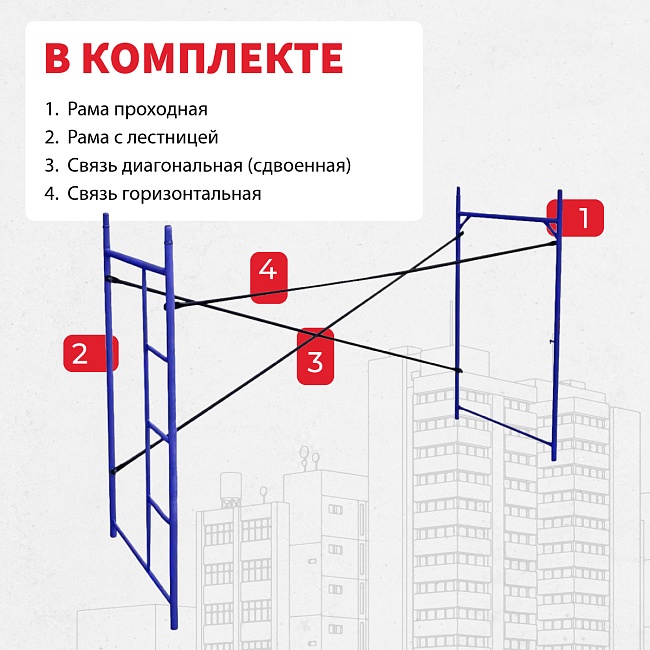 Леса строительные рамные Промышленник ЛРСП 100 секция с лестницей фото 5